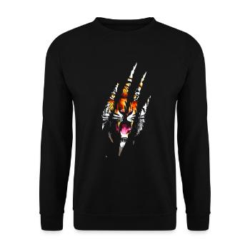 Tiger Eye Claw Safari Zoo Wildlife Tier - Unisex Pullover - Schwarz - Vorne - Alina (178cm) & Michal (187cm)