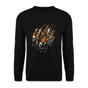 Tiger Eye Claw Safari Zoo Wildlife Tier - Unisex Pullover - Schwarz - Vorne - Alina (178cm) & Michal (187cm)