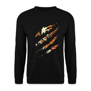 Tiger Eye Claw Safari Zoo Wildlife Tier - Unisex Pullover - Schwarz - Vorne - Alina (178cm) & Michal (187cm)