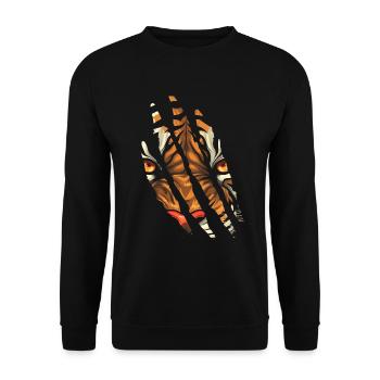 Tiger Eye Claw Safari Zoo Wildlife Tier - Unisex Pullover - Schwarz - Vorne - Alina (178cm) & Michal (187cm)