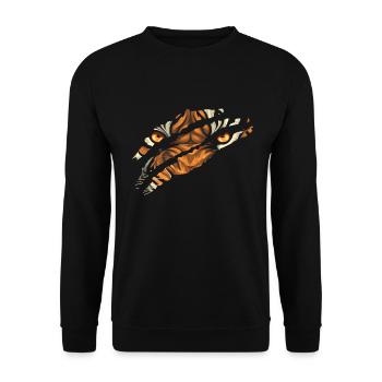 Tiger Eye Claw Safari Zoo Wildlife Tier - Unisex Pullover - Schwarz - Vorne - Alina (178cm) & Michal (187cm)