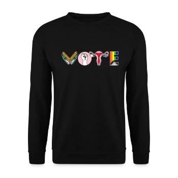 Voting Books Faustier Ovaries Lgtbq - Unisex Sweatshirt - black - Front - Alina (178cm) & Michal (187cm)