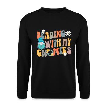 Groovy Reading Librarian Funny Library - Unisex Sweatshirt - black - Front - Alina (178cm) & Michal (187cm)