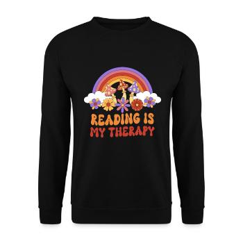 Groovy Reading Librarian Funny Library - Unisex Sweatshirt - black - Front - Alina (178cm) & Michal (187cm)