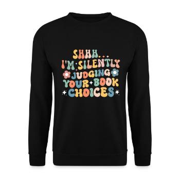 Groovy Reading Librarian Funny Library - Unisex Sweatshirt - black - Front - Alina (178cm) & Michal (187cm)