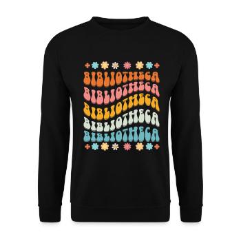 Groovy Reading Librarian Funny Library - Unisex Sweatshirt - black - Front - Alina (178cm) & Michal (187cm)