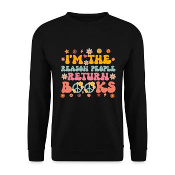 Groovy Reading Librarian Funny Library - Unisex Sweatshirt - black - Front - Alina (178cm) & Michal (187cm)