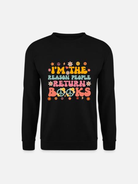 Groovy Reading Librarian Funny Library - Unisex Sweatshirt - black