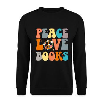 Groovy Reading Librarian Funny Library - Unisex Sweatshirt - black - Front - Alina (178cm) & Michal (187cm)