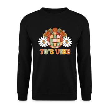 Disco Groovy Hippie 70s 80er Vintage Siebziger - Unisex Pullover - Schwarz - Vorne - Alina (178cm) & Michal (187cm)