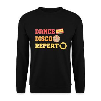 Disco Groovy Hippie 70s 80er Vintage Siebziger - Unisex Pullover - Schwarz - Vorne - Alina (178cm) & Michal (187cm)
