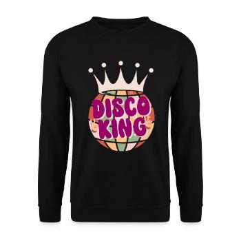 Disco Groovy Hippie 70s 80er Vintage Siebziger - Unisex Pullover - Schwarz - Vorne - Alina (178cm) & Michal (187cm)