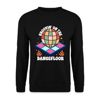Disco Groovy Hippie 70s 80er Vintage Siebziger - Unisex Pullover - Schwarz - Vorne - Alina (178cm) & Michal (187cm)