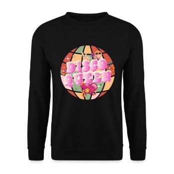 Disco Groovy Hippie 70s 80er Vintage Siebziger - Unisex Pullover - Schwarz - Vorne - Alina (178cm) & Michal (187cm)