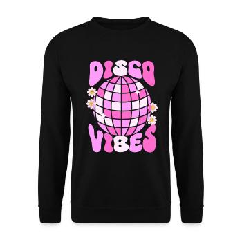 Disco Groovy Hippie des années 70 des années 80 Vintage Seventies - Sweat-shirt Unisexe - noir - Devant - Alina (178cm) & Michal (187cm)