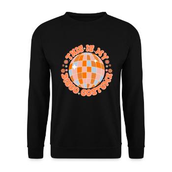 Disco Groovy Hippie 70s 80er Vintage Siebziger - Unisex Pullover - Schwarz - Vorne - Alina (178cm) & Michal (187cm)