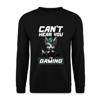 Can't Hear You I'm Gaming Wolf Video Games Gamer - Unisex Sweatshirt - black - Front - Alina (178cm) & Michal (187cm)