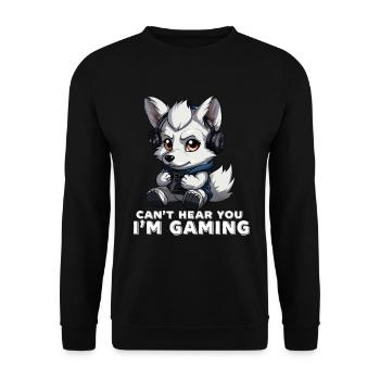 Can't Hear You I'm Gaming Wolf Video Games Gamer - Unisex Sweatshirt - black - Front - Alina (178cm) & Michal (187cm)