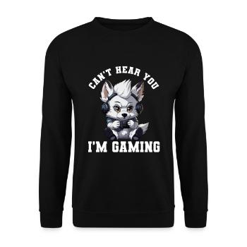 Can't Hear You I'm Gaming Wolf Video Games Gamer - Unisex Sweatshirt - black - Front - Alina (178cm) & Michal (187cm)