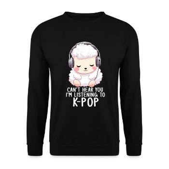 Can't Hear You I'm Listening K-pop Alpaca - Unisex Pullover - Schwarz - Vorne - Alina (178cm) & Michal (187cm)