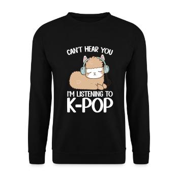 Can't Hear You I'm Listening K-pop Alpaca - Unisex Pullover - Schwarz - Vorne - Alina (178cm) & Michal (187cm)