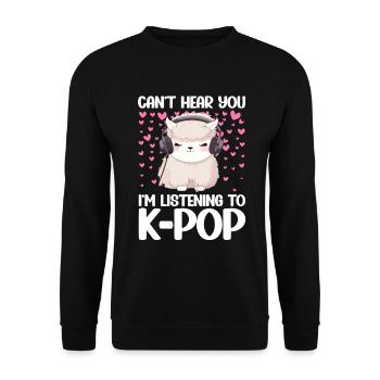 Can't Hear You I'm Listening K-pop Alpaca - Unisex Pullover - Schwarz - Vorne - Alina (178cm) & Michal (187cm)