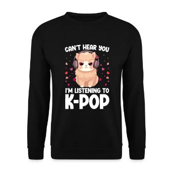 Can't Hear You I'm Listening K-pop Alpaca - Unisex Pullover - Schwarz - Vorne - Alina (178cm) & Michal (187cm)