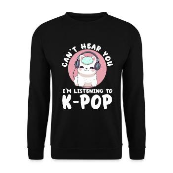 Can't Hear You I'm Listening K-pop Alpaca - Unisex Pullover - Schwarz - Vorne - Alina (178cm) & Michal (187cm)