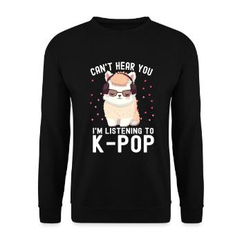 Can't Hear You I'm Listening K-pop Alpaca - Unisex Pullover - Schwarz - Vorne - Alina (178cm) & Michal (187cm)