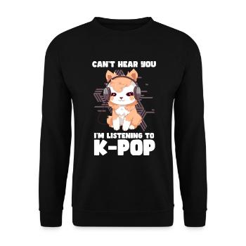 Can't Hear You I'm Listening K-pop Alpaca - Unisex Pullover - Schwarz - Vorne - Alina (178cm) & Michal (187cm)