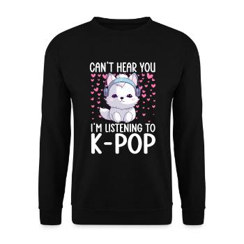 Je ne t’entends pas, j’écoute de la K-pop, Arctic Fox - Sweat-shirt Unisexe - noir - Devant - Alina (178cm) & Michal (187cm)