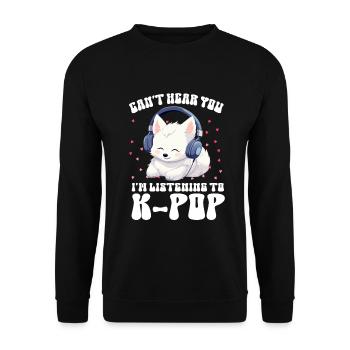 Je ne t’entends pas, j’écoute de la K-pop, Arctic Fox - Sweat-shirt Unisexe - noir - Devant - Alina (178cm) & Michal (187cm)
