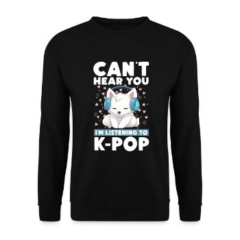 Je ne t’entends pas, j’écoute de la K-pop, Arctic Fox - Sweat-shirt Unisexe - noir - Devant - Alina (178cm) & Michal (187cm)