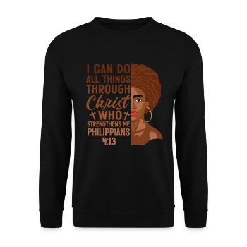 Je peux tout faire par Christ Afro-Américain - Sweat-shirt Unisexe - noir - Devant - Alina (178cm) & Michal (187cm)