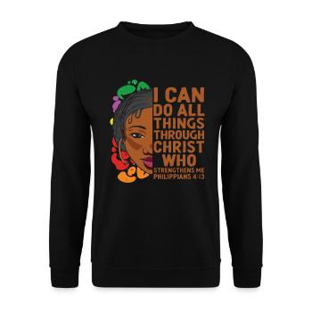 Je peux tout faire par Christ Afro-Américain - Sweat-shirt Unisexe - noir - Devant - Alina (178cm) & Michal (187cm)