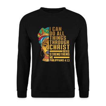 Je peux tout faire par Christ Afro-Américain - Sweat-shirt Unisexe - noir - Devant - Alina (178cm) & Michal (187cm)