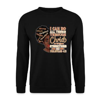 Je peux tout faire par Christ Afro-Américain - Sweat-shirt Unisexe - noir - Devant - Alina (178cm) & Michal (187cm)