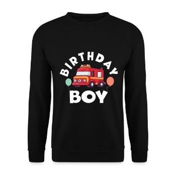 Garçon D’anniversaire Pompier Garçon D’anniversaire - Sweat-shirt Unisexe - noir - Devant - Alina (178cm) & Michal (187cm)