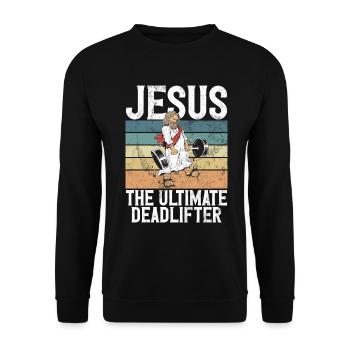 Jesus The Ultimate Deadlifter Christian Gym - Unisex Sweatshirt - black - Front - Alina (178cm) & Michal (187cm)