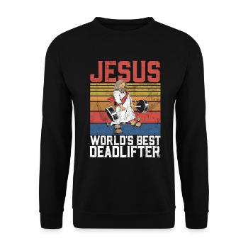 Jesus The Ultimate Deadlifter Christian Gym - Unisex Sweatshirt - black - Front - Alina (178cm) & Michal (187cm)