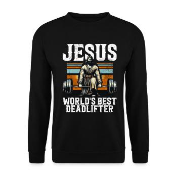 Jesus The Ultimate Deadlifter Christian Gym - Unisex Sweatshirt - black - Front - Alina (178cm) & Michal (187cm)