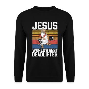 Jesus The Ultimate Deadlifter Christian Gym - Unisex Sweatshirt - black - Front - Alina (178cm) & Michal (187cm)