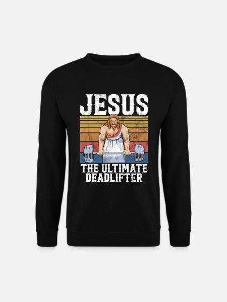 Jesus The Ultimate Deadlifter Christian Gym - Unisex Pullover - Schwarz