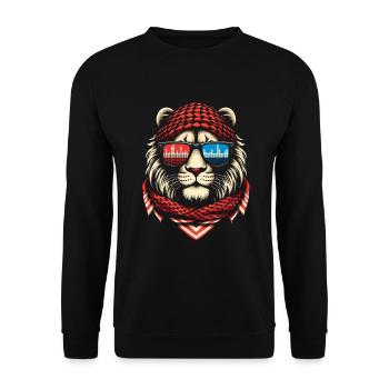 Lion With Sunglasses House Music Rave DJ - Unisex Sweatshirt - black - Front - Alina (178cm) & Michal (187cm)