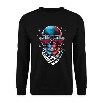 Skull With Sunglasses House Music Rave DJ - Unisex Sweatshirt - black - Front - Alina (178cm) & Michal (187cm)