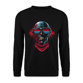 Skull With Sunglasses House Music Rave DJ - Unisex Sweatshirt - black - Front - Alina (178cm) & Michal (187cm)