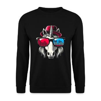 Unicorn With Sunglasses House Music Rave DJ - Unisex Sweatshirt - black - Front - Alina (178cm) & Michal (187cm)