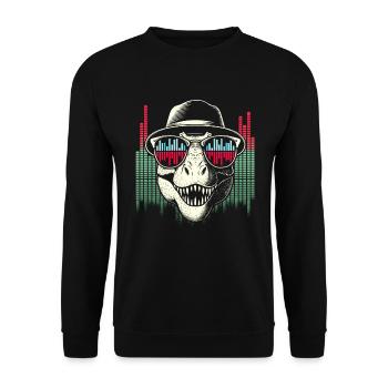 Dinosaur Sunglasses House Music Rave DJ - Unisex Sweatshirt - black - Front - Alina (178cm) & Michal (187cm)