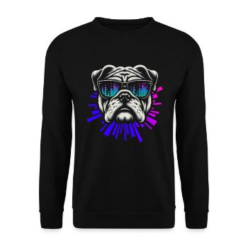 Bulldog With Sunglasses House Music Rave DJ - Unisex Sweatshirt - black - Front - Alina (178cm) & Michal (187cm)