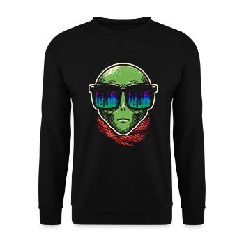 Alien With Sunglasses House Music Rave DJ - Unisex Sweatshirt - black - Front - Alina (178cm) & Michal (187cm)